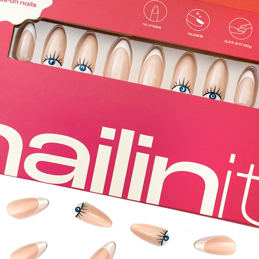 Mystic Eye | Reusable Press-On Nails | 24 pc | Nude | Almond Shape | Extra Long