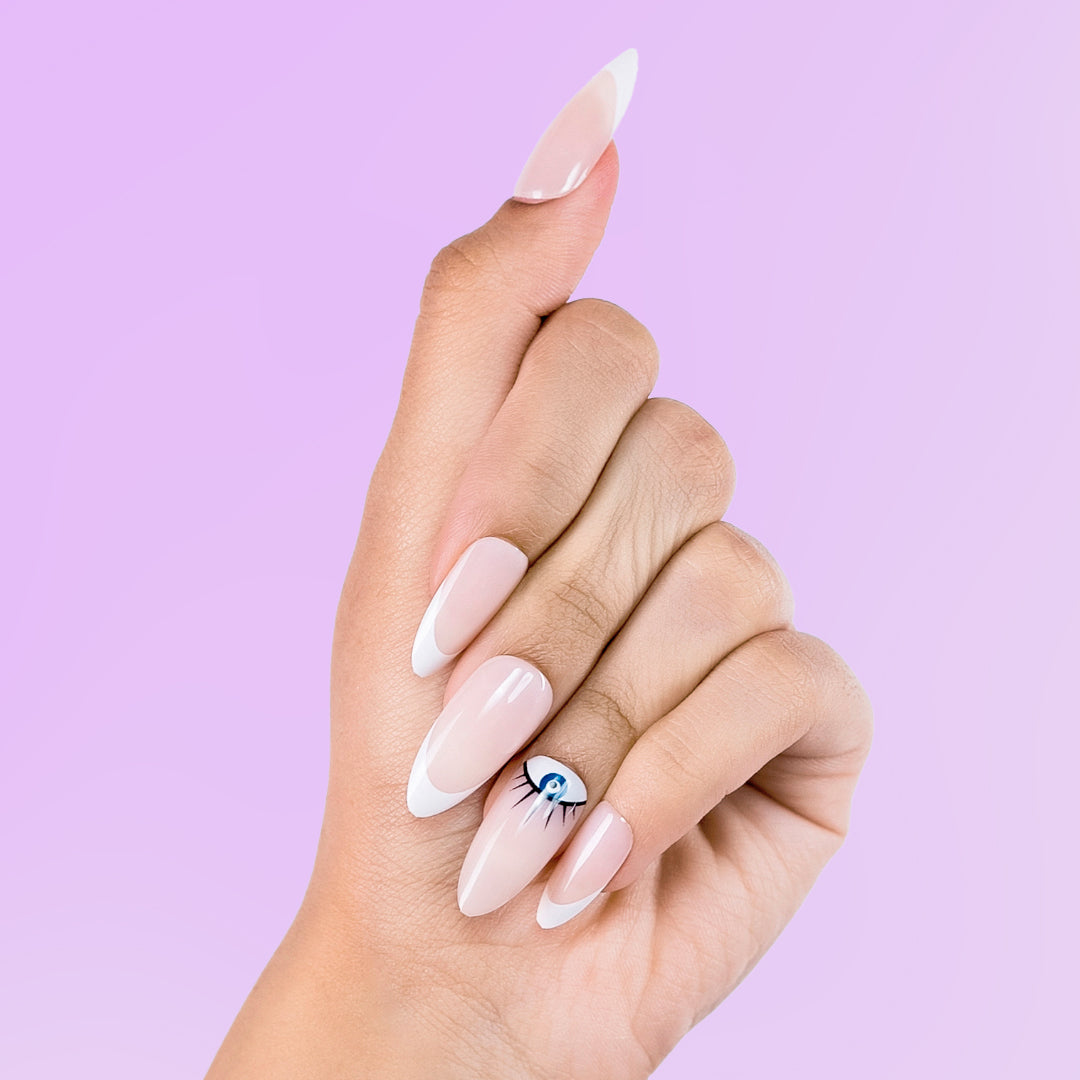 Mystic Eye | Reusable Press-On Nails | 24 pc | Nude | Almond Shape | Extra Long
