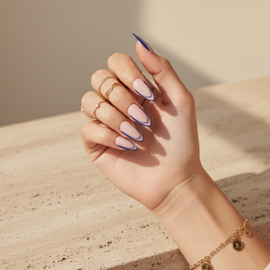 Ocean Breeze | Reusable Press-On Nails | 24 pcs | Blue | Almond Shape | Long