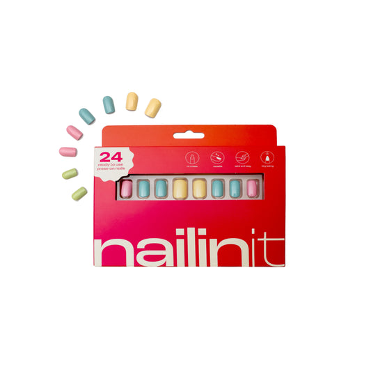 Pistachio Cream Multicolor Press On Nails | Square Medium | 24 pcs