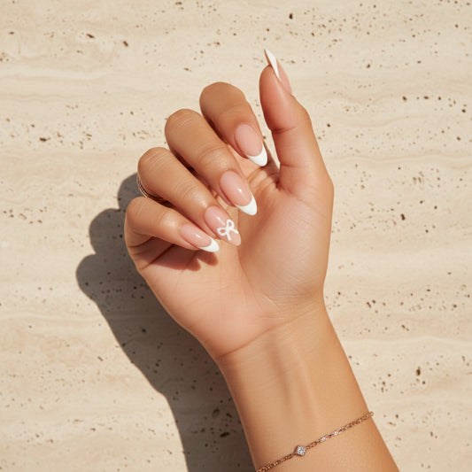 Parisian Dream Press On Nails | Pink Almond French Tips | 24 Pcs