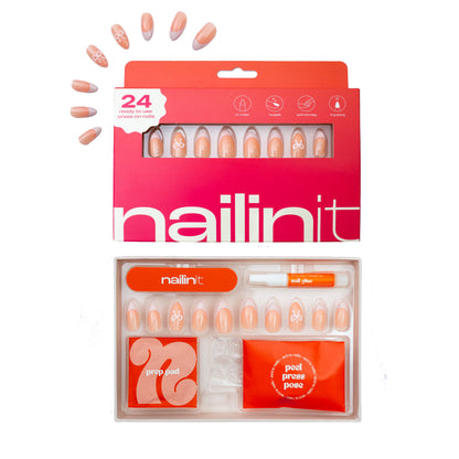 Parisian Dream Press On Nails | Pink Almond French Tips | 24 Pcs