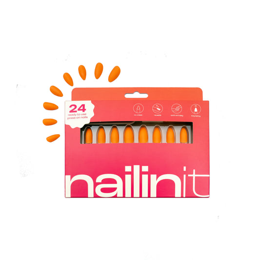 Sorrento Sun | Reusable Press-On Nails | 24 pcs | Orange | Almond Shape | Long